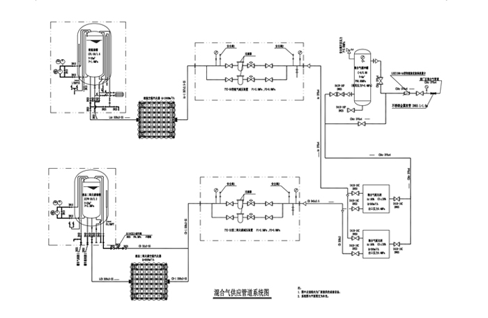 混合氣供應(yīng)管道系統(tǒng)圖